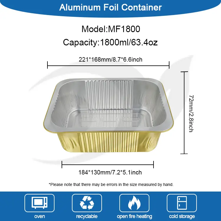 Заптивки за еднократна употреба плоштад алуминиумски контејнери со фолија