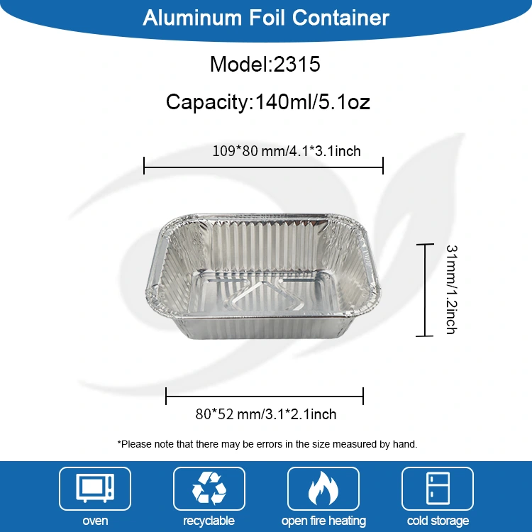 Контејнери за печење на воздухот за печење сребрени алуминиум