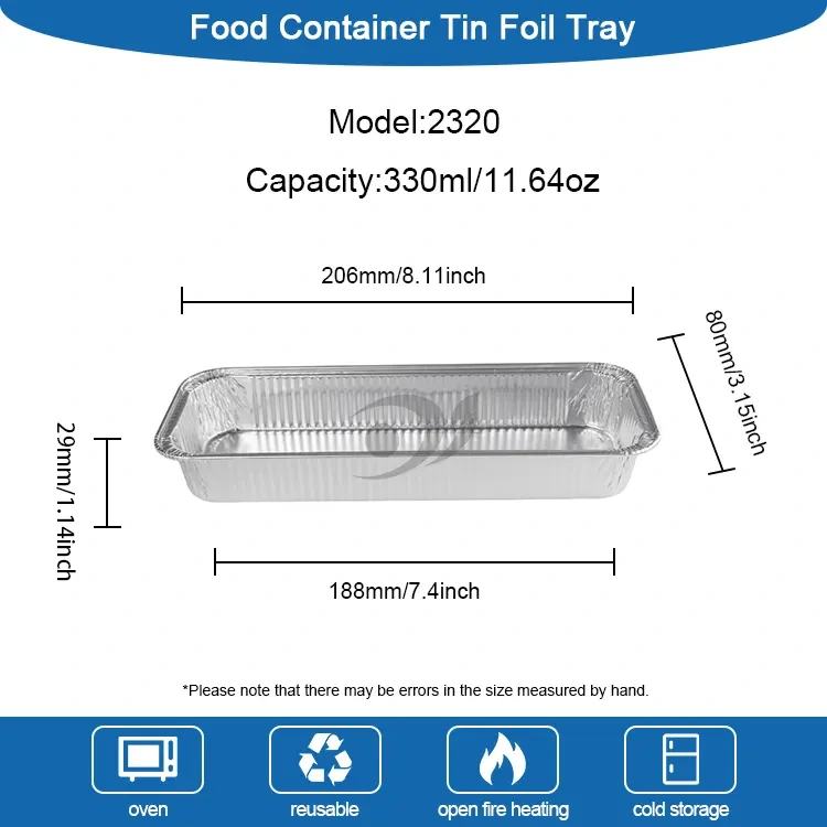Правоаголен печен леб сребрена алуминиумска фолија контејнери