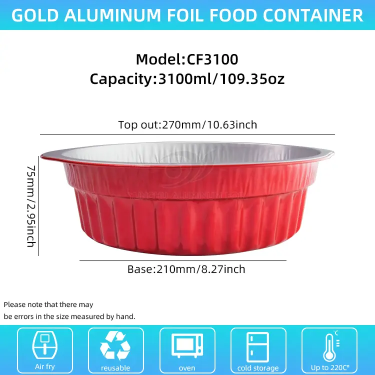 За еднократна употреба садови со топла сад и тави со црвена алуминиумска фолија