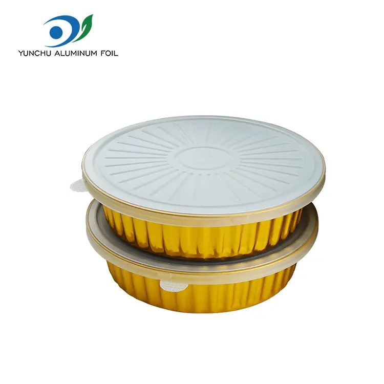 За еднократна употреба гратин златен круг контејнери со фолија од алуминиум