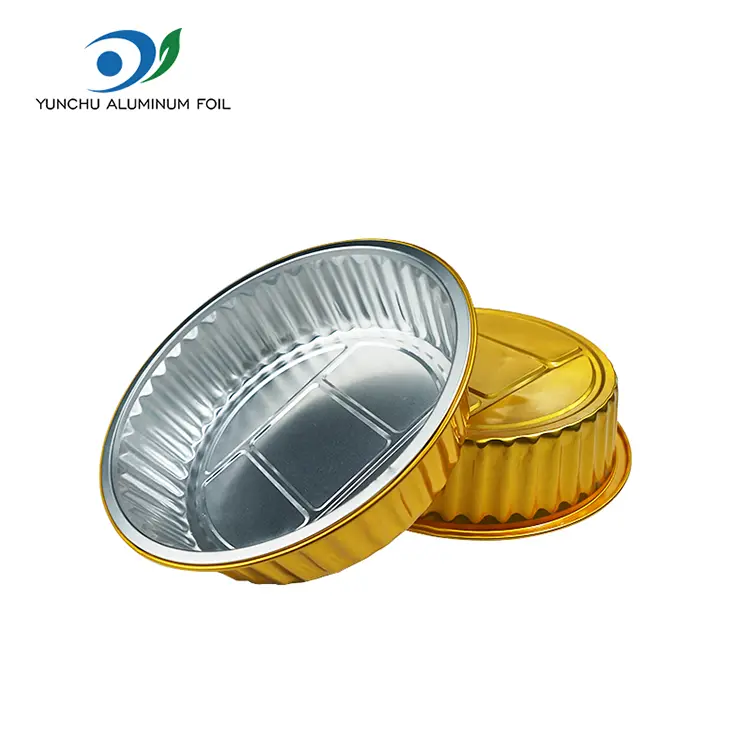 За еднократна употреба гратин златен круг контејнери со фолија од алуминиум