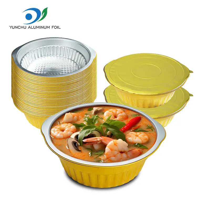 За еднократна употреба топла тенџере златно тркалезна алуминиумска фолија контејнери