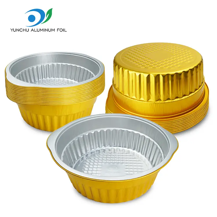 За еднократна употреба топла тенџере златно тркалезна алуминиумска фолија контејнери