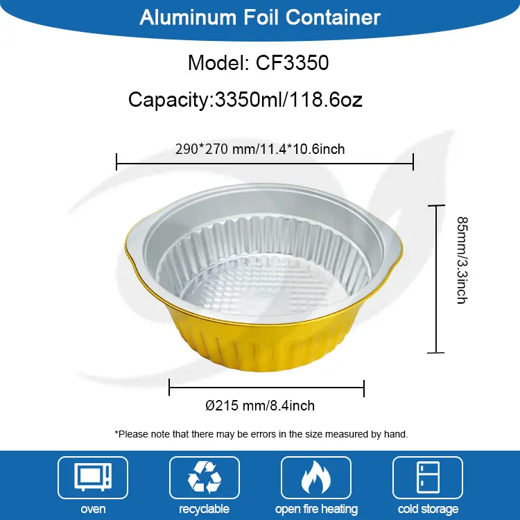 За еднократна употреба топла тенџере златно тркалезна алуминиумска фолија контејнери