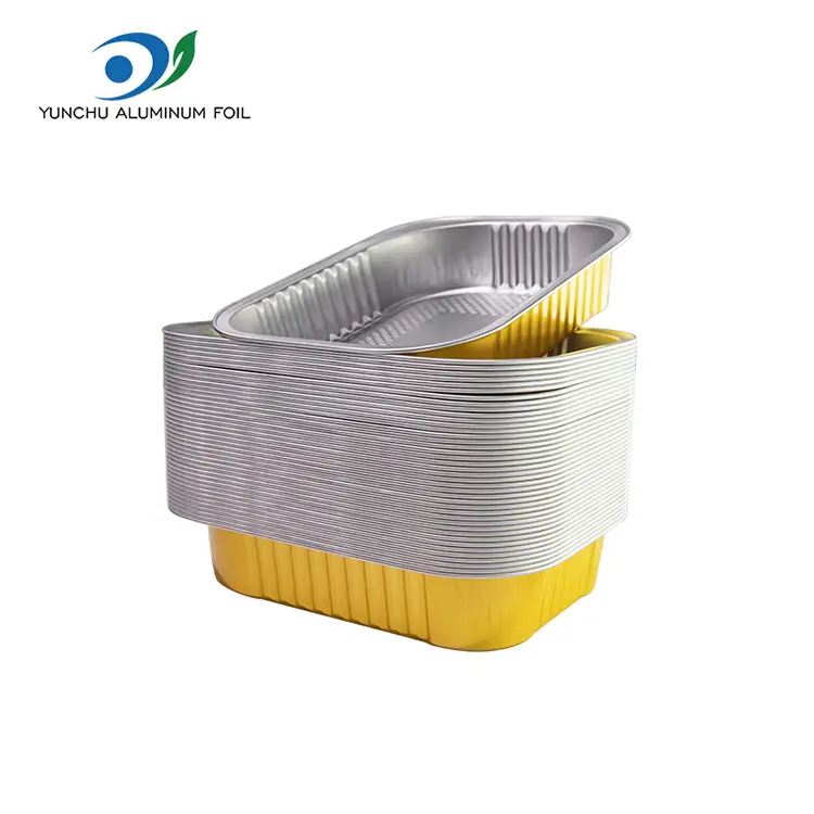 Контејнери за алуминиумска фолија за алуминиум за еднократна употреба на правоаголна јадење