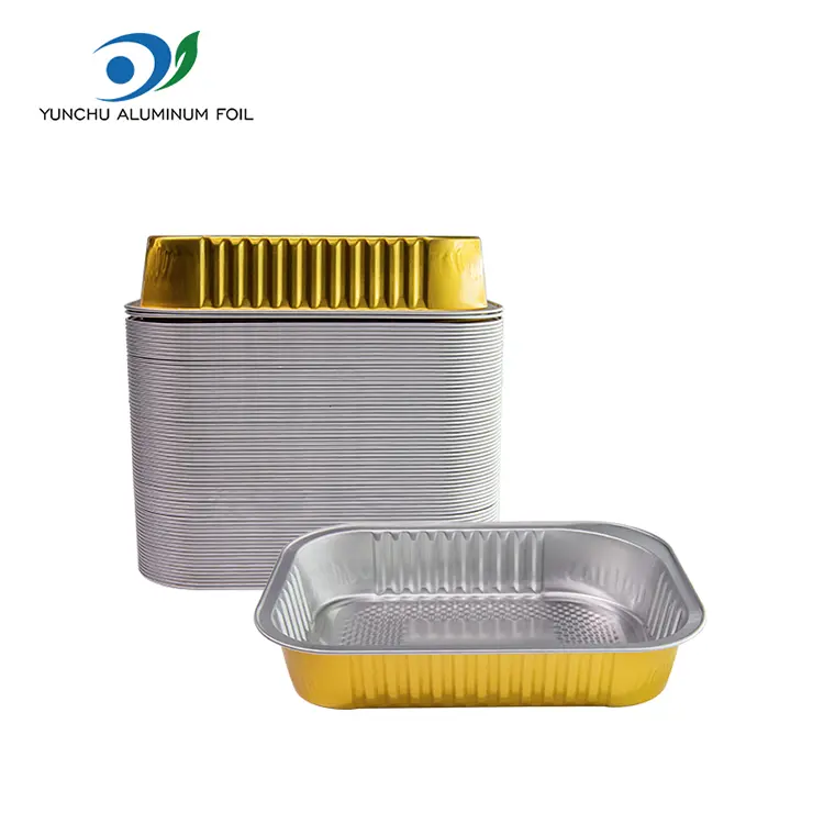 Контејнери за алуминиумска фолија за алуминиум за еднократна употреба на правоаголна јадење