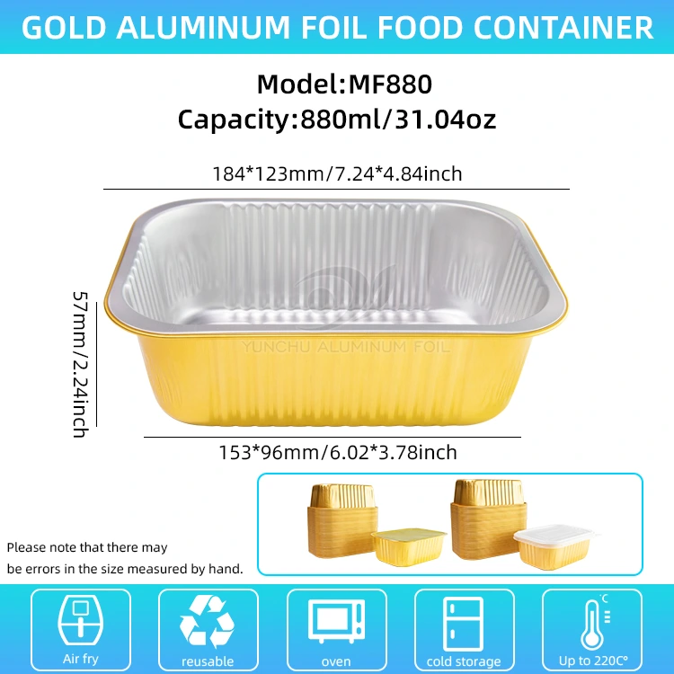 За еднократна употреба плоштад заптивка Гратин алуминиумска фолија контејнери