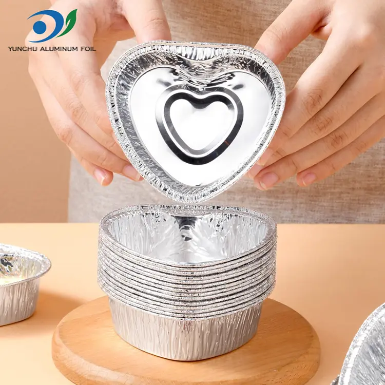 Контејнери за лакови од торта во форма на срце, сребрена алуминиумска фолија