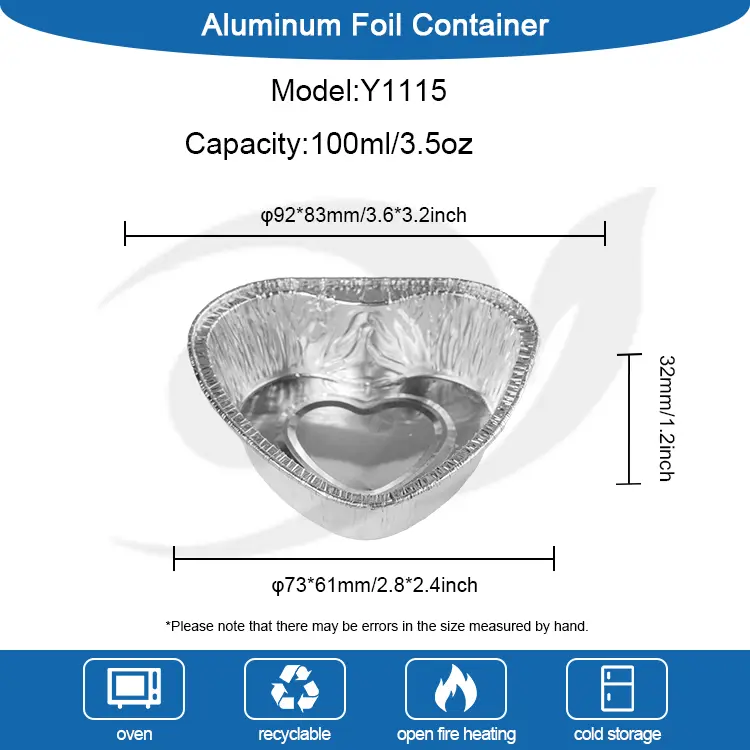 Контејнери за лакови од торта во форма на срце, сребрена алуминиумска фолија