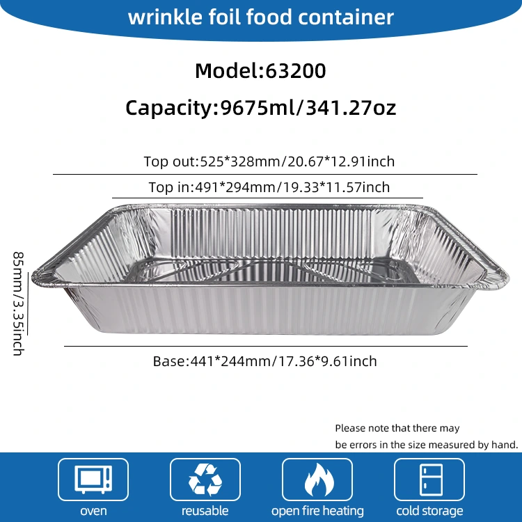 Контејнери за сребрена алуминиумска фолија со голем капацитет на отворено