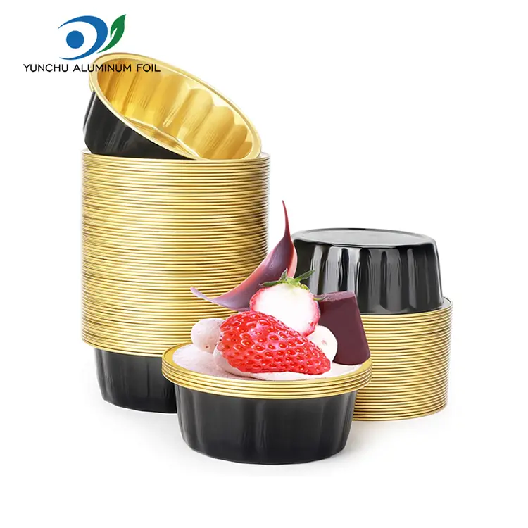 Тркалезен сад за десерт со мазни и alидови на алуминиумска фолија Тркалезен сад за десерт со мазни и alидови на алуминиумска фолија
