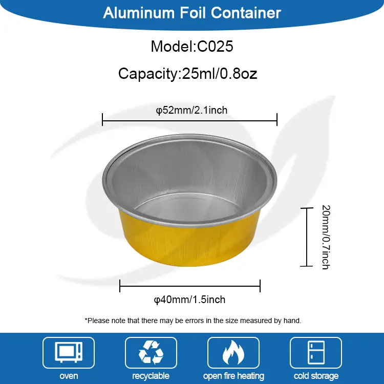 Копчиња за печење десерт со десерт, алуминиумски контејнери со алуминиумска фолија