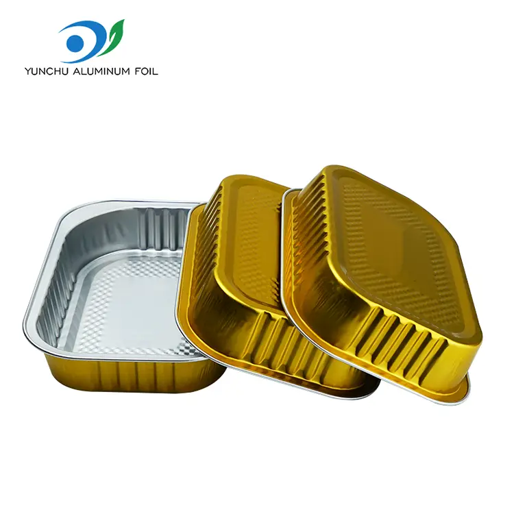 Контејнери за јадење на плоштад за јадење златни алуминиумски фолија