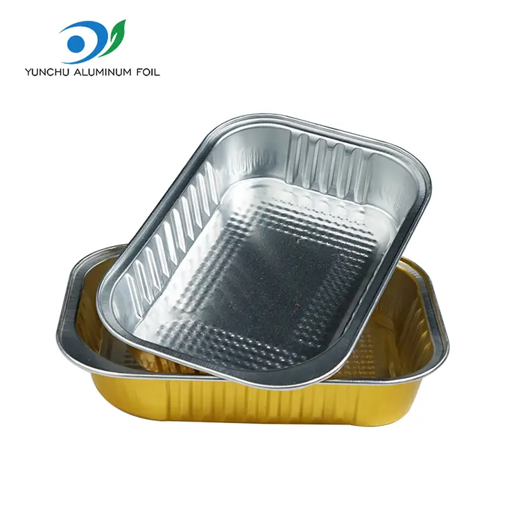 Контејнери за јадење на плоштад за јадење златни алуминиумски фолија