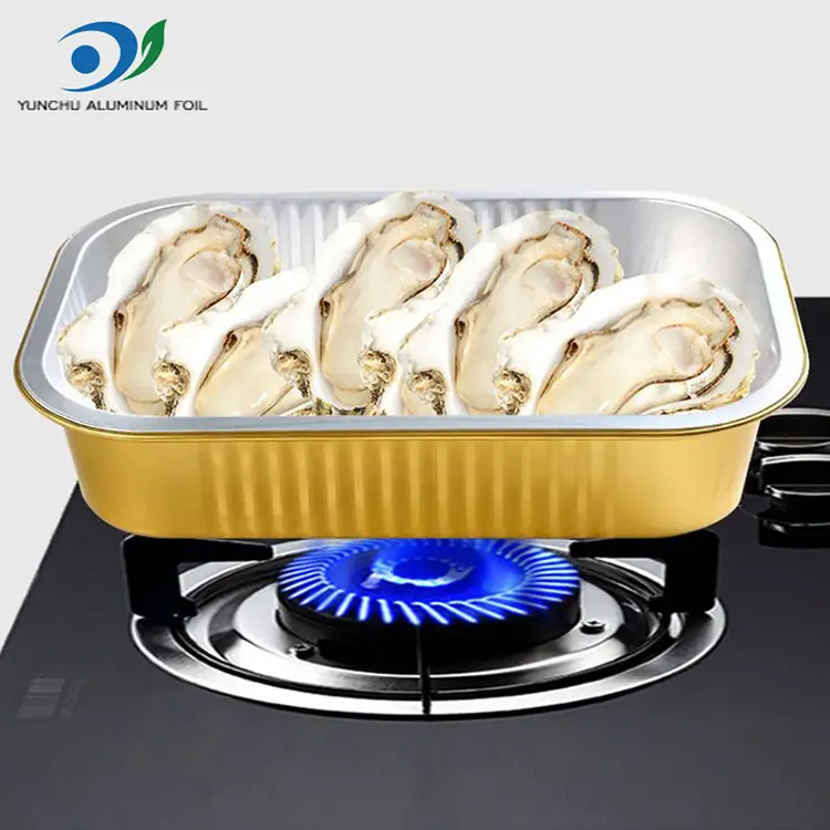 Контејнери за јадење на плоштад за јадење златни алуминиумски фолија