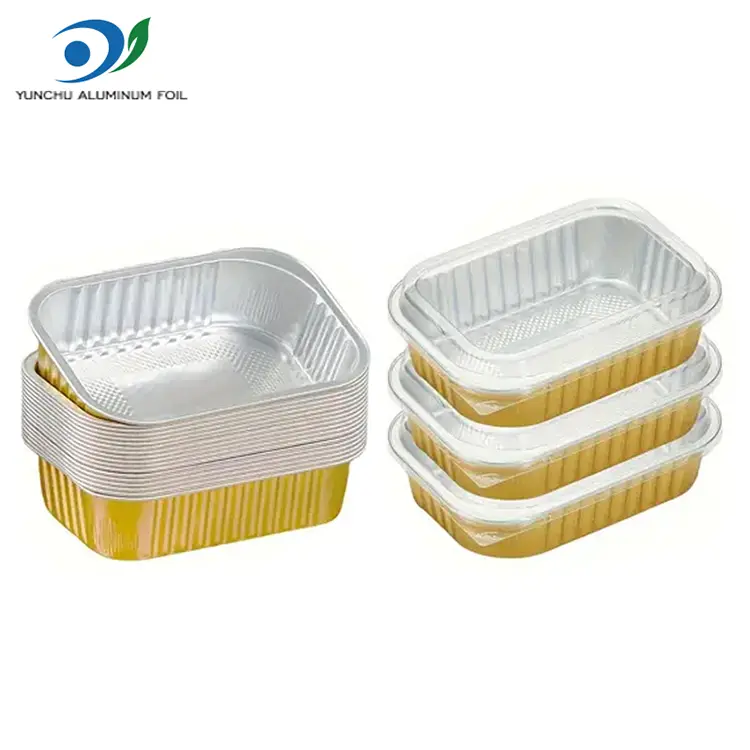 Контејнери за јадење на плоштад за јадење златни алуминиумски фолија
