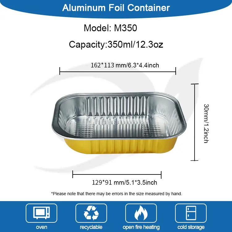 Контејнери за јадење на плоштад за јадење златни алуминиумски фолија