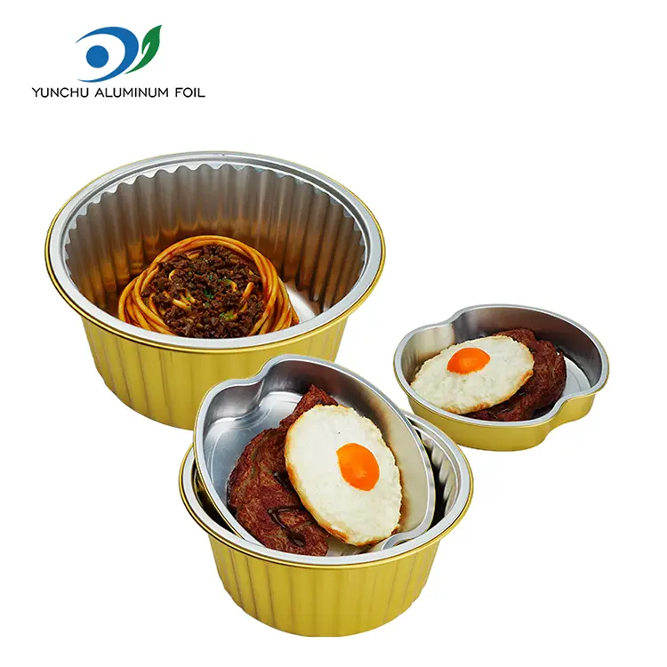 Предавање за јадење златна тркалезна алуминиумска фолија контејнери Предавање за јадење златна тркалезна алуминиумска фолија контејнери