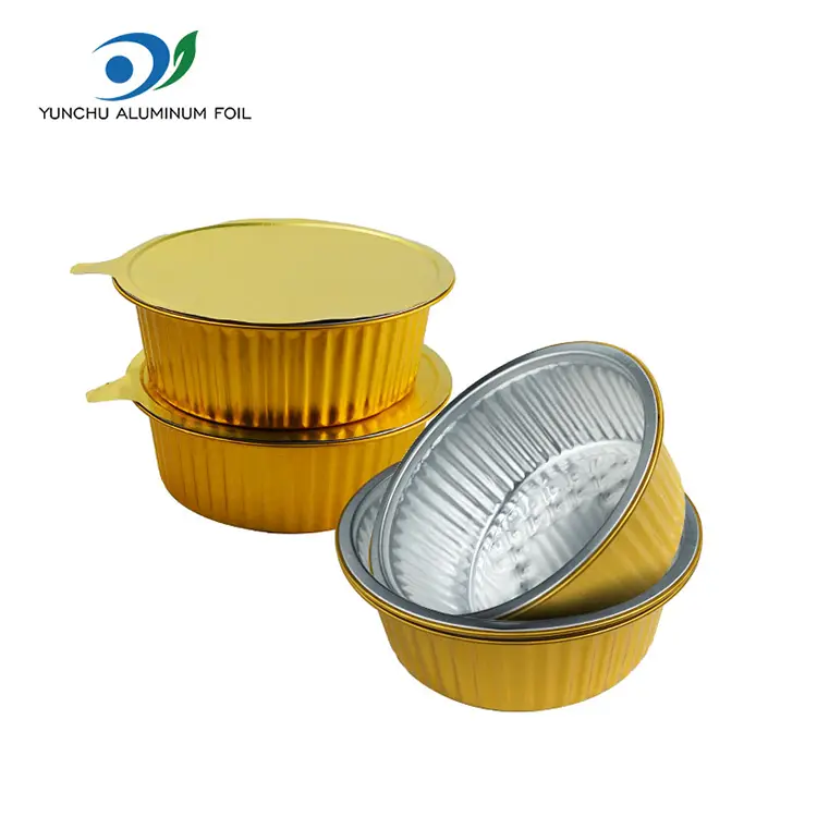 Takeaway Мал топла тенџере златна тркалезна алуминиумска фолија контејнери Takeaway Мал топла тенџере златна тркалезна алуминиумска фолија контејнери